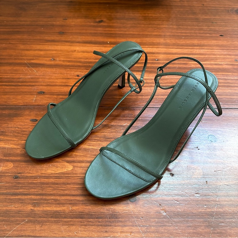 STUDIO AMELIA green mid-heel straps sandal
